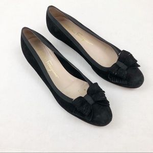 Salvatore Ferragamo Black Suede Heels